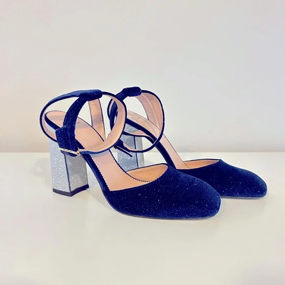 J.CREW Blue Velvet Harlow Pumps NEW - Picture 3 of 6